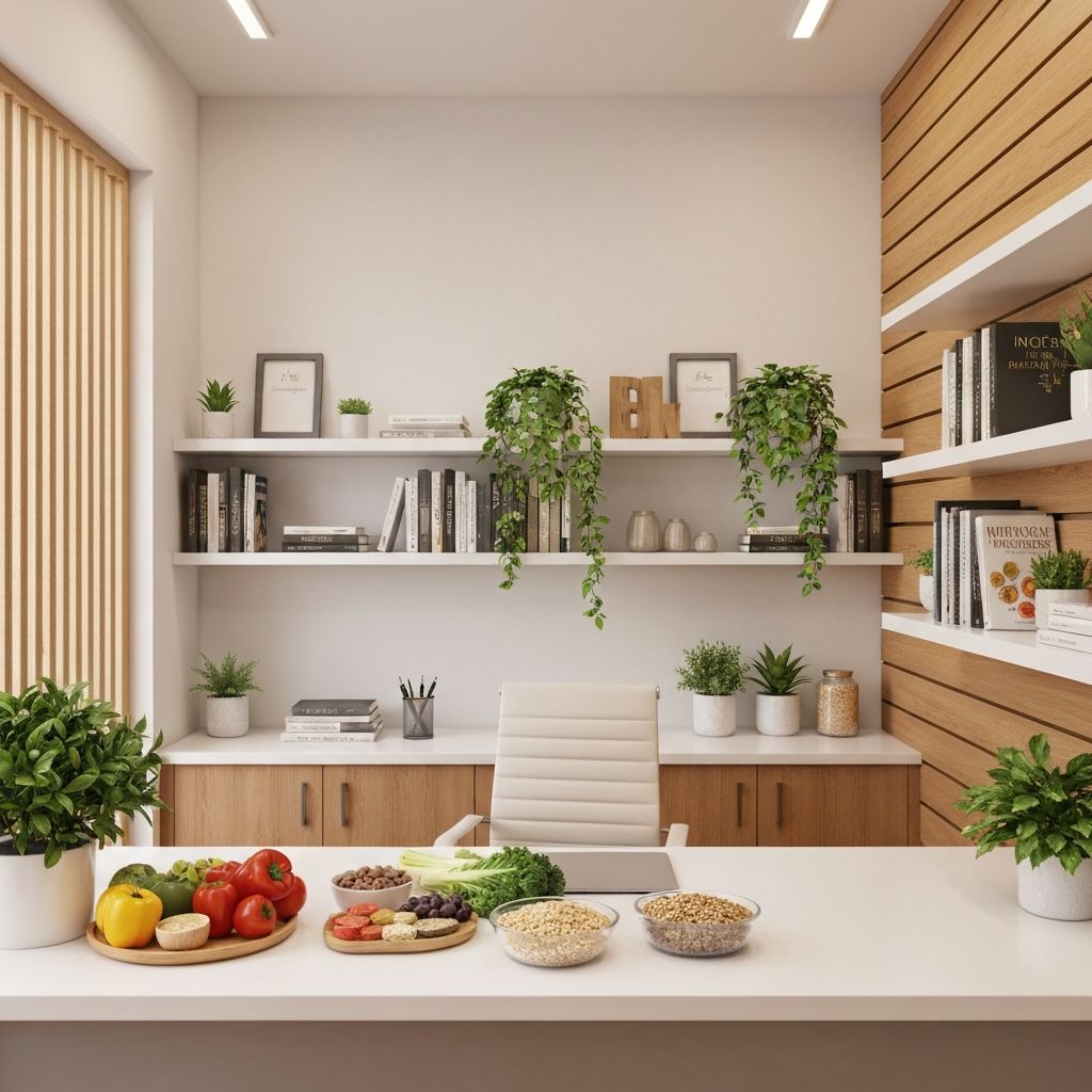 Profesionalna radionica nutricioniste sa zdravom hranom i knjigama u mirnom, organizovanom okruženju